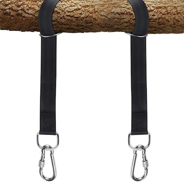 Tree Swing Hanging Straps Kit Holds 2000 lbs5ft Extra Long Strap with Safer Lock Snap Carabiner Hooks Perfect for Tree Swing  HammocksCarry Pouch Easy Fast Installation Black