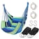hatisan Hammock Chair Hanging Rope Swing Seat for Indoor Outdoor Max 300Lbs Hanging Hammock Chair for Bedroom Patio Porch Wooden Bar and Pillows NOT Included BlueGreen