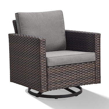 Artfurniz Patio Chairs Wicker Swivel Rocker  Oversize Patio Furniture Conversation Set Outdoor Swivel Glider 350LBS Max Load Outdoor Rocking Chairs with High Back for Porch Balcony Deck  BrownGrey