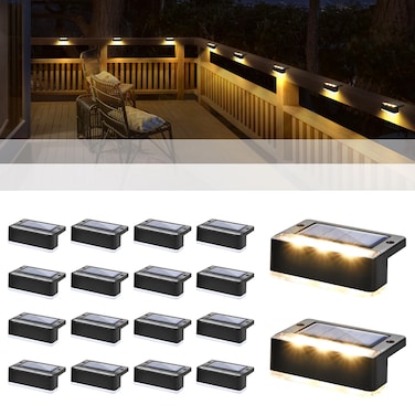 SOLPEX Solar Deck Step Lights 16 Pack Solar Outdoor Lights for Balcony Railing IP65 Waterproof Solar Powered LED Lights for Fence Porch Stair Yard Garden Patio Pool Decorations Warm White