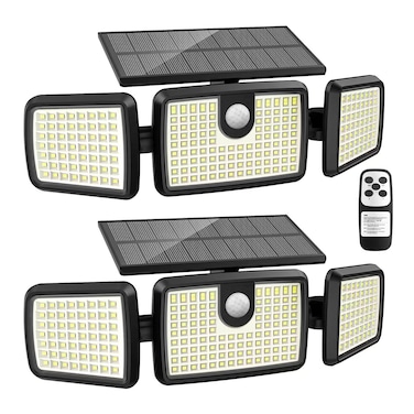 Solar Lights Outdoor Quick Charge Solar Motion Deck Lights Outdoor for Deck with 2500LM 232 LEDs High Brightness Larger Builtin Tempered Glass Solar Panel Sensitive PIR Motion Inductor 2Pack