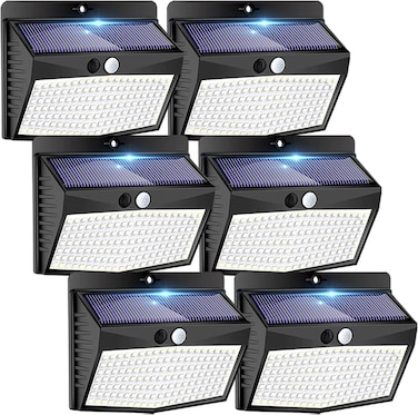 Peasur 6 Packs Solar Outdoor Lights Motion Sensor Solar Security Lights Waterproof with 3 Lighting Modes Solar Powered Wall Lights Outside for Garden Fence Yard Deck