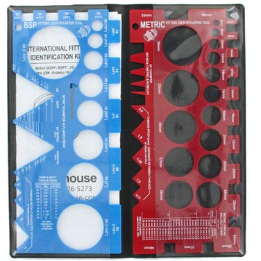 AdaptAll HoseWarehouse Brand TGK01HW International Thread Identification Kit w Gauges British BSPP BSPT JIS Metric DIN Kobelco Komatsu