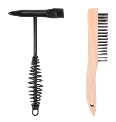 Bamboos Grocery LoKii Welding Chipping Hammer with Coil Spring Handle Cone and Vertical Chisel Welding Chipping Hammer Hammer and Brush