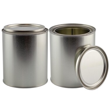 Cornucopia Brands Empty Quart Paint Cans with Lids 2 Pack Unlined Metal Paint Cans Value Pack