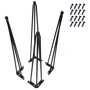 Home Soft Things Hairpin Metal Table Legs 30 Inch Legs for Furniture Coffee Bench Dining End Industrial Table Desk Set of 4 with Screws Adjustable Cushion Black Floor Protectors 30