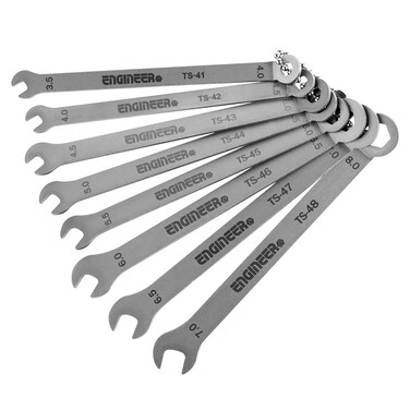 ENGINEER TS04 Super Slim Metric Wrench Set 8in1 Combination Spanner Set with very thin shank  head Made in Japan