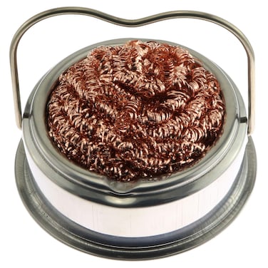 Ruiling 1pc Solder Iron Tip Clean Ball Holder Brass Wire Cleaner Sponge Ball Heat with Resistant Stainless Steel Case Need No Water