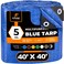 Xpose Safety Better Blue Poly Tarp 40 x 40  Multipurpose Protective Cover  Lightweight Durable Waterproof Weather Proof  5 Mil Thick Polyethylene