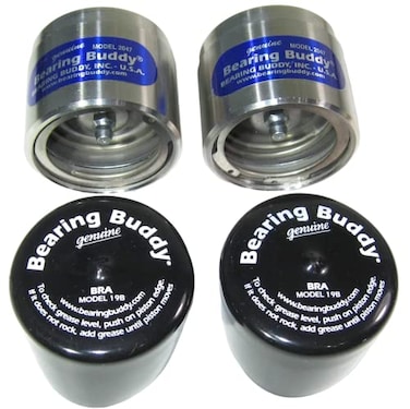 Two Bearing Buddy Protectors 2047 Diameter 2047 Chrome Finish With Two Bras