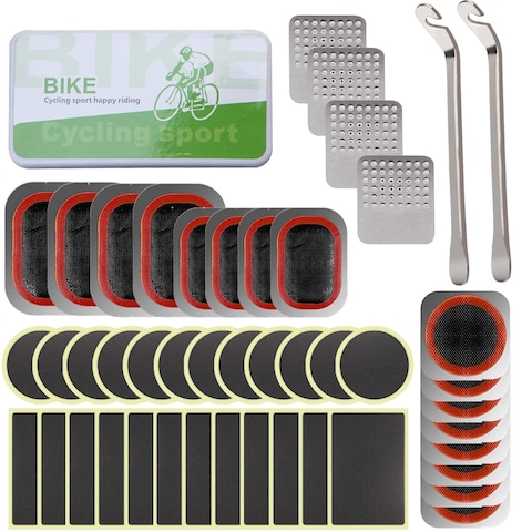 EDIONS Bike Inner Tube Patch Kits Bicycle Tire Repair Kit with Glueless SelfAdhesive Patches Vulcanizing Patches Metal Rasp Portable Storage Box for Bicycle Motorcycle Inflatable Rubber