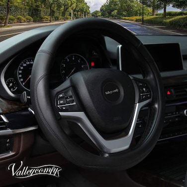 Valleycomfy Microfiber Leather Steering Wheel Covers  15in Black