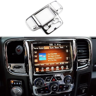 JSTOTRIM Chrome Central Control AC Vent Navigation Panel Screen Dash Board Trim Cover Accessories for 20132018 Dodge RAM 1500 2500 3500