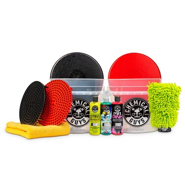 Chemical Guys HOL129 Best Two Car Wash Bucket Kit to Wash  Dry 11 Items Including 3 16 oz Chemicals