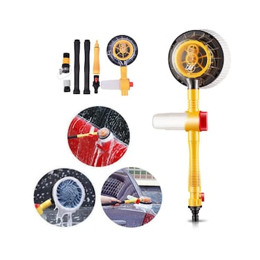 BestTeam Rotating Car Wash Brush High Pressure Car Foam Brush Rotating Automatic Sponge Hose Washing with Cleaner Cup Car Styling