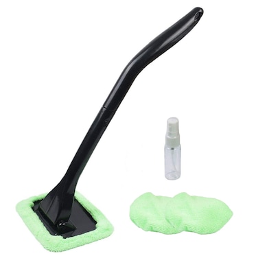 Silence Shopping Green  Microfiber Car Windshield Easy Cleaner Detachable Handle Brush Cleaning Tool Come with 2 Pads Washer Towel and 30ml Spray Bottle Green