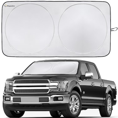 Magnelex Windshield Sun Shade for Full Size Cars SUVs Trucks and Vans  Bonus Steering Wheel Sun Shade 210T Reflective Fabric Blocks Sun Keeps Your Vehicle Cool Windshield Sunshade XLarge