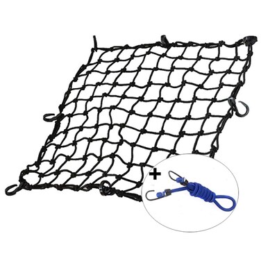 KOFULL 20 x 20 Cargo Net Bungee net with 8 Hooks Small Cargo net Stretches to 42 x 42 Cargo Netting with 2 x 2 Mesh for Motorcycle Bike ATV  Free 1 PC Luggage Fixed Strap Rope