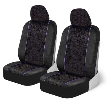 BDK Black Stardust Car Seat Covers for Front Seats 2 Pack  Glitter Pattern Front Seat Cover Set with Matching Headrest Sideless Design for Easy Installation Fits Most Car Truck Van and SUV