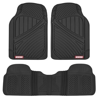 Motor Trend FlexTough Performance All Weather Rubber Car Floor Mats  3 Piece Floor Mats Automotive Liners for Cars Truck SUV HeavyDuty Waterproof Black