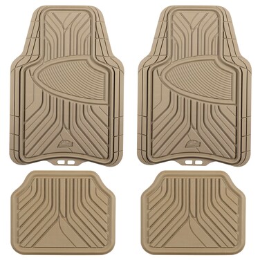 ARMOR ALL 78848 4Piece Tan Rubber AllSeason TrimtoFit Floor Mats for Cars Trucks and SUVs