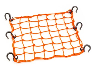 15x15 PowerTye Mfg Cargo Net featuring 6 Adjustable Hooks  Tight 2x2 Mesh Orange