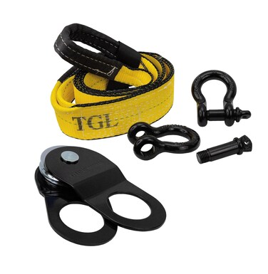 TGL 3 8 Tree Saver Tow Strap with 2pack D ring Shackles and 10 Ton Block