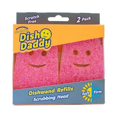 Scrub Daddy Dish Wand Scrubbing Brush Replacement Heads Soap Dispensing Dish Brushes Texture Changing Washing Up Sponges Detachable Dish Daddy Head Sponge Refills Pink 2 Pack