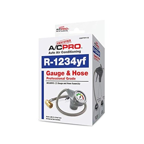 InterDynamics Certified AC Pro Car Air Conditioner R1234YF Refrigerant Gauge and Hose Reusable AC Recharge Kit 72 in