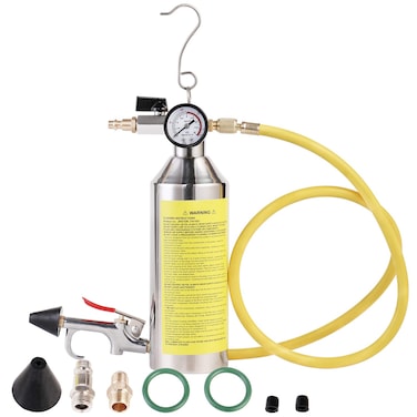 JIFETOR AC Flush Kit Car Air Conditioner System Clean Canister Flushing Gun Tool Set for Auto HVAC Pipe Line Cleaning with 220PSI Gauge Air Fittings and Hose