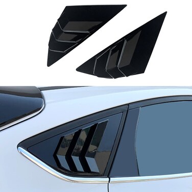 MICROCK Rear Side Window Louvers Racing Style Triangular Window Glass Blinds for Ford Focus ST RS MK3 Hatchback 2012 2013 2014 2015 2016 2017 2018 Glossy Black