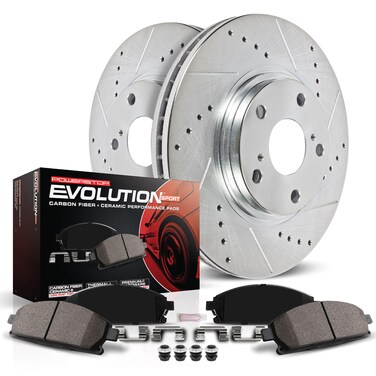 Power Stop K5784 Front Brake Kit with DrilledSlotted Brake Rotors and Z23 Evolution Ceramic Brake Pads