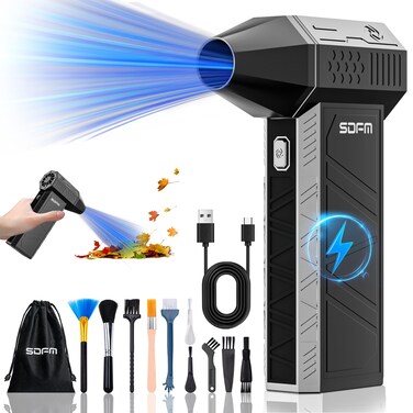 SDFM Electric Air Duster  130000RPM Compressed Air Duster3 Gear Adjustable Jet Dry Blower can Reusable Can for Computer KeyboardOutdoorsCarHome Black