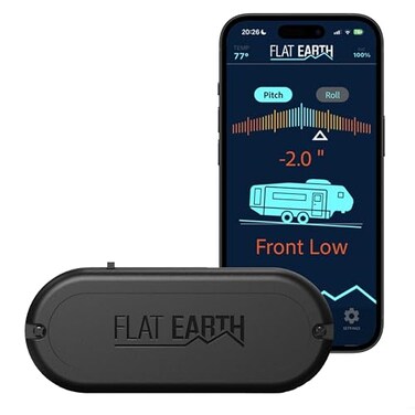 RVenture Flat Earth Wireless RV Leveling System RV Level Kit with Phone App and RealTime Leveling Measurements for All RVs Batteries Included
