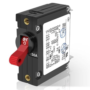 LENKRAD 50A Single Pole Red Toggle Magnetic Circuit Breaker Protector ACDC Panel Mount