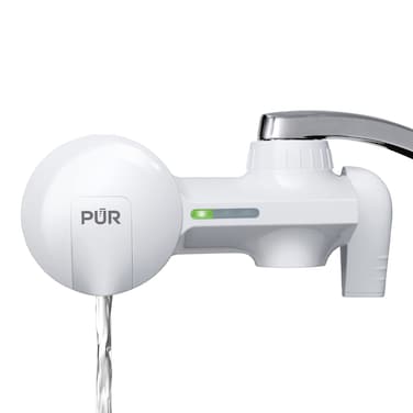 PUR Faucet Mount Water Filtration System 2in1 Powerful Filtration with Lead Reduction Horizontal White PFM150W