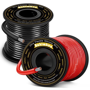 bakimkuo 22 Gauge Wire  22 AWG WireRed 200ft  Black 200ft Tinned Oxygen Free Copper Stranded Soft Flexible Wires or Primary Electrical CarAutoHigh Temp 392 600V
