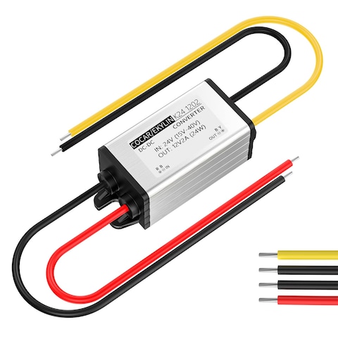 EKYLIN Truck DC 24v to 12v Step Down Converter Reducer Regulator 2A 24W Power Supply Adapter for Auto Car Vehicle Boat Solar System etcAccept DC1540V Inputs
