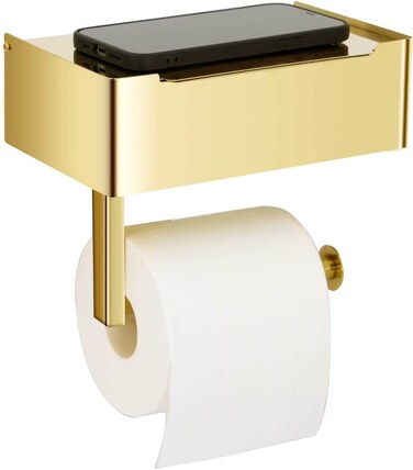 Shiny Gold Toilet Paper Holder with Storage Toilet Paper Holder with Shelf Inside Very