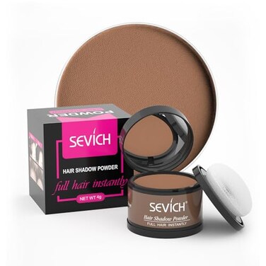 SEVICH Instantly Hair Shadow  Hair Line Powder Quick Cover Grey Hair Root Concealer with Puff Touch 4g Brown
