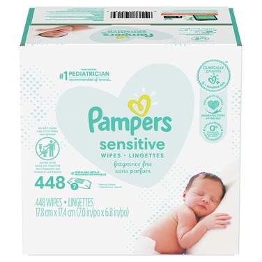Pampers Baby Wipes Sensitive Perfume Free 7X Refill Packs Tub Not Included 448 Count