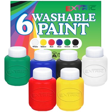 EXTRIC Washable Paint for Kids  6 Count Finger Paint 2 oz Each Tempera Paint  Non Toxic Kids Paint for Art Craft  Kids Paint Set for School and Home Projects  Toddler Art Supplies Kit