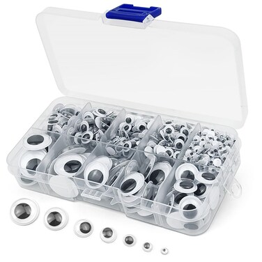 FKEYTO 820Pcs Black Wiggle Googly Eyes with SelfAdhesive 6mm 7mm 10 mm 12mm 15mm 18mm 20mm Mixed Packaging