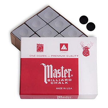 Master Billiard Pool Cue Chalk Premium Quality  1 Dozen  Made in The USA  2 pcs of Quality Billiard Pool Table Spots by Tweeten Fibre Co