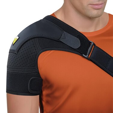 FIGHTECH Shoulder Brace for Men and Women   Compression Support for Torn Rotator Cuff and Other Shoulder Injuries  Left or Right Arm Black LargeXLarge