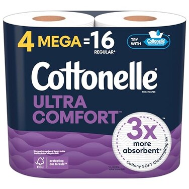 Cottonelle Ultra Comfort Soft Toilet Paper 4 Mega Rolls 4 Mega Rolls  16 Regular Rolls 244 Sheets Per Roll