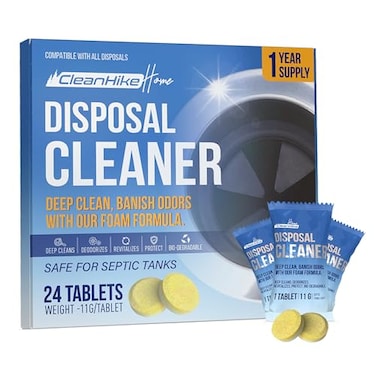 Garbage Disposal Cleaning Deodorizer Tablets  24 Pack Super Fresh Lemon Foam Deep Cleaning Action Sink Garburator Disposer Freshener Natural Kitchen Drain Care  1 Year Supply