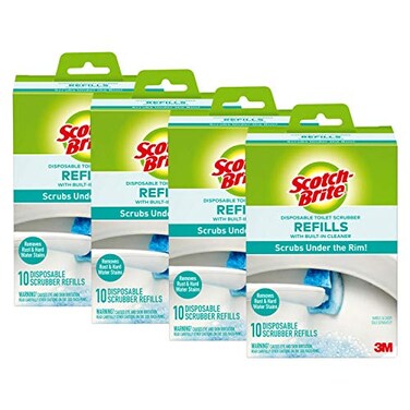 3M ScotchBrite Disposable Toilet Scrubber Refills Scrubs Under the Rim 40 Disposable Refills