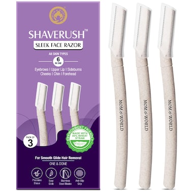 Mom  World ShaveRush Sleek Face Razor 6 in One Made with 80 Wheat Straw Environment Friendly Stainless Steel Blades AntiSlip Precision Shave Pack of 3