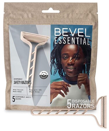 Bevel Essential Disposable Safety Razors for Men Double Edge Stainless Steel Blade Helps Prevent Nicks and Razor Bumps  5 Count